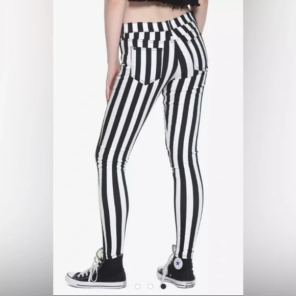 Blackheart Black & White Stripe Zippered Stingerette Jeans Juniors Size 1 GUC - Picture 3 of 12
